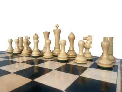 4.4 STAUNTON MODERN EMPIRE EBONY WOOD CHESS PIECES & 21” EBONY WOOD CHESSBOARD - Image 5