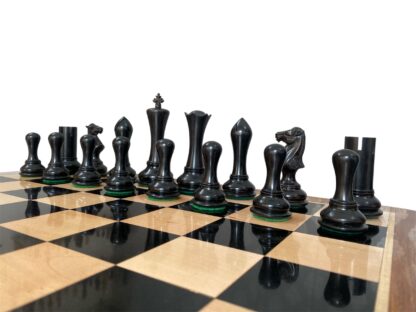 4.4 STAUNTON MODERN EMPIRE EBONY WOOD CHESS PIECES - Image 11