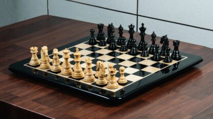 4.5” COLUMBIAN LUXURY STAUNTON EBONY TRIPLE WEIGHTED CHESS PIECES WITH 21” CHESSBOARD & STORAGE BOX