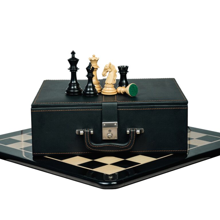 4.5" Columbian luxury Staunton ebony triple weighted chess pieces with 21 inch wooden chess board and storage box - premium luxury chess set by Bosshandicrafts