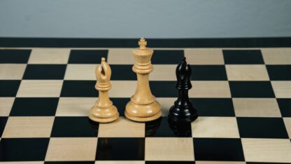 4" FIERCE KNIGHT STAUNTON EBONY TRIPLE WEIGHTED CHESS PIECES