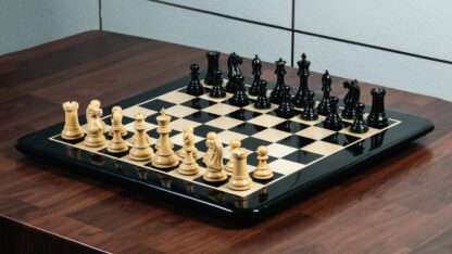 4" FIERCE KNIGHT STAUNTON EBONY TRIPLE WEIGHTED CHESS PIECES