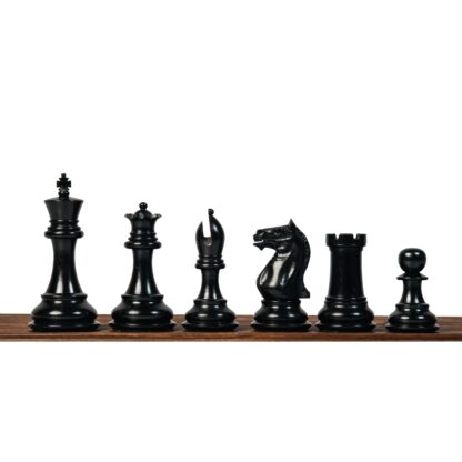 4" FIERCE KNIGHT STAUNTON EBONY TRIPLE WEIGHTED CHESS PIECES