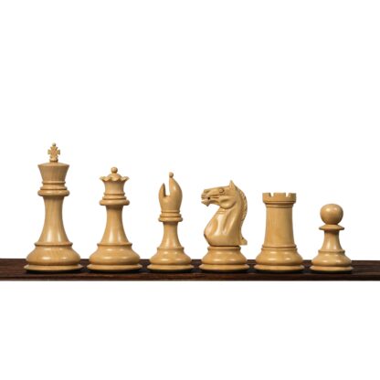 4" FIERCE KNIGHT STAUNTON EBONY TRIPLE WEIGHTED CHESS PIECES WITH 21" EBONY CHESSBOARD & STORAGE BOX