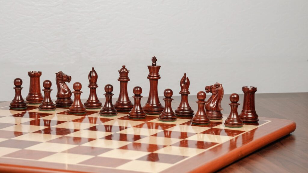 padauk wood royal knight chess pieces