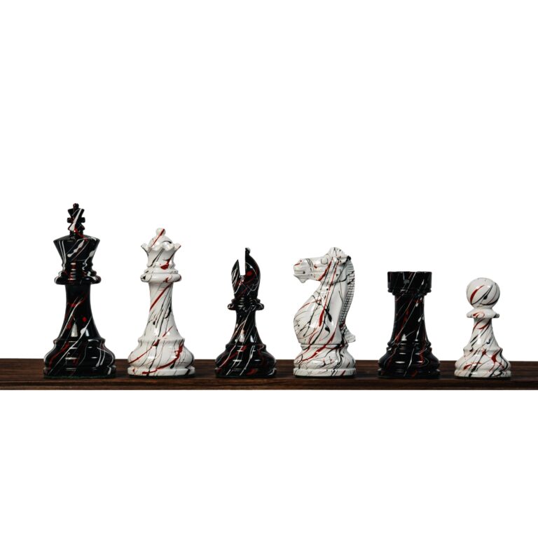 4.1" Painted Royal Knight Staunton triple weighted chess pieces - premium wooden Staunton chess pieces for luxury chess sets by Bosshandicrafts