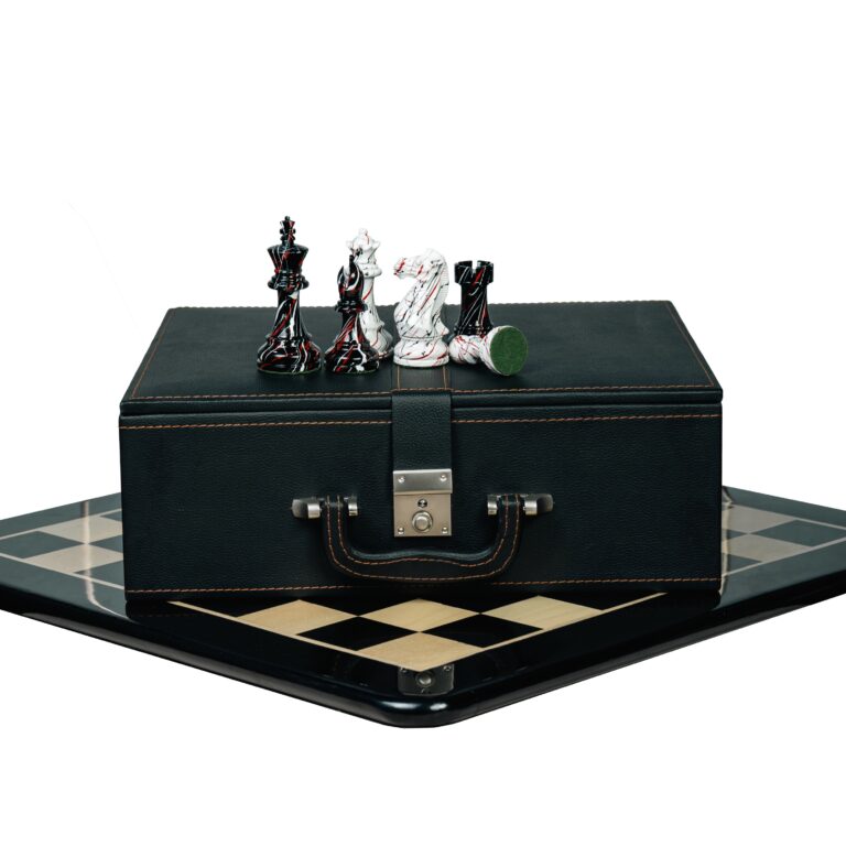 4.1" Painted Royal Knight Staunton triple weighted chess pieces with 21 inch ebony wooden chess board and storage box - premium luxury chess set by Bosshandicrafts
